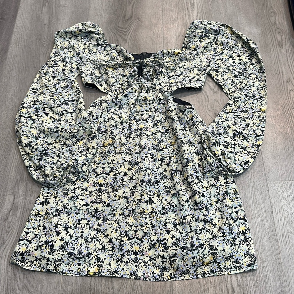 LA Hearts navy floral cut out dress